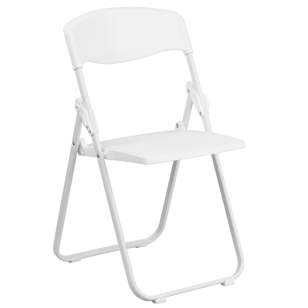Flash Furniture Set of 2 White Outdoor Furniture Patio Folding Chair with Built-in Ganging Brackets 32.25&#x22;